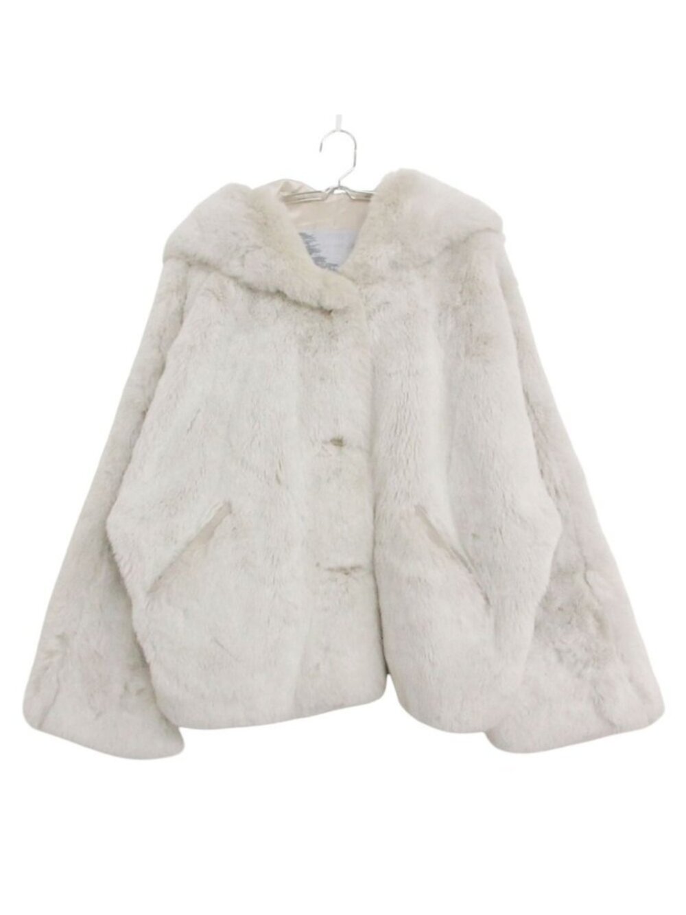 Max Mara Sportmax Coat Eco Fur Teddy Bear Hooded Short Light Gray